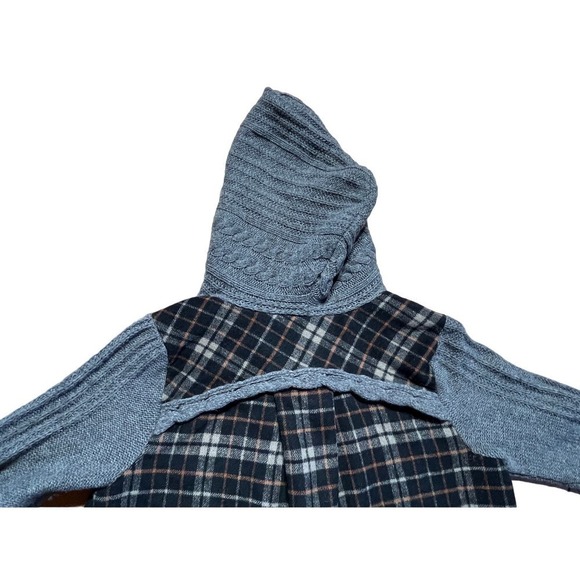 Anthropologie Moth Derry Plaid Cable Knit Sweater Full Zip Hooded Jacket Small S - Picture 4 of 6